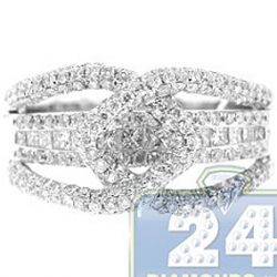 14K White Gold 1.81 ct Diamond Womens Double Link Ring