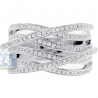 14K White Gold 0.91 ct Diamond Womens Openwork Wave Ring