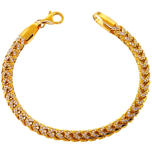 7mm Diamond Cut Franco Bracelet, 14K Gold Mens Bracelet, Solid Gold 8.5 Inches / Luxury Lobster Clasp