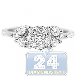 18K White Gold 1.18 ct Multistone Diamond Engagement Ring