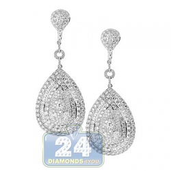 14K White Gold 15.02 ct Diamond Womens Dangle Earrings