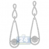 Womens Diamond Pave Moving Ball Dangle Earrings 14K White Gold