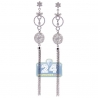 Womens Diamond Long Dangle Earrings 18K White Gold 1.27 ct 4"