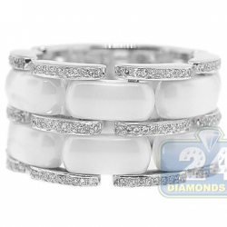 14K White Gold White Ceramic 0.48 ct Diamond Womens Band Ring