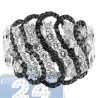 14K White Gold 1.84 ct Black Diamond Womens Waved Openwork Ring