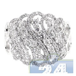 14K White Gold 1.80 ct Diamond Womens Waved Vintage Ring