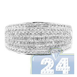 14K White Gold 1.01 ct Pave Diamond Womens Band Ring