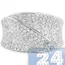 14K White Gold 1.64 ct Pave Diamond Womens Wave Ring