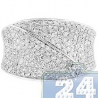 14K White Gold 1.64 ct Pave Diamond Womens Wave Ring