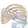 14K Two Tone Gold 1.38 ct Diamond Womens Crossover Openwork Ring