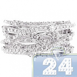 14K White Gold 1.25 ct Diamond Womens Highway Ring