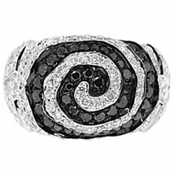 14K White Gold 2.12 ct Black Diamond Womens Swirl Ring