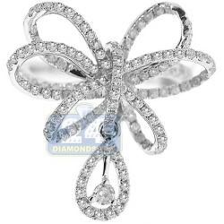 14K White Gold 1.24 ct Diamond Womens Butterfly Drop Ring