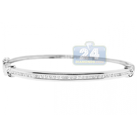 14K White Gold Channel Set Diamond Heavy Oval Bangle With Standard Hidden  Clasp Featuring Additional Figure 8 Safety Clasp — Bradley's Jewelers
