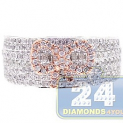 Womens Diamond Pave Bow Band Ring 14K Two Tone Gold 0.90 ct