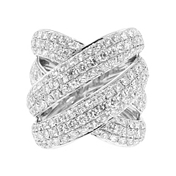 Womens 5.02 ct Diamond Large Criss Cross Ring 14K White Gold