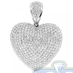 Authentic! Cartier 18K White Gold Diamond Paved Heart Pendant Necklace