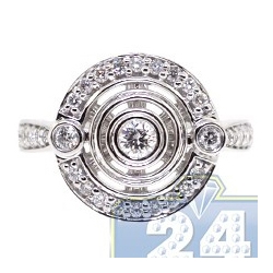 14K White Gold 0.76 ct Bezel Set Diamond Womens Round Ring