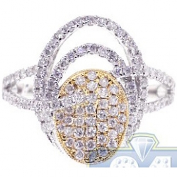 14K Two Tone Gold 1.14 ct Diamond Womens Oval Openwork Ring