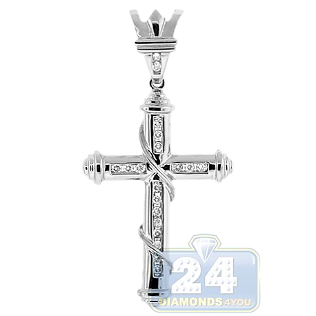 Mens Diamond Religious Cross Pendant 