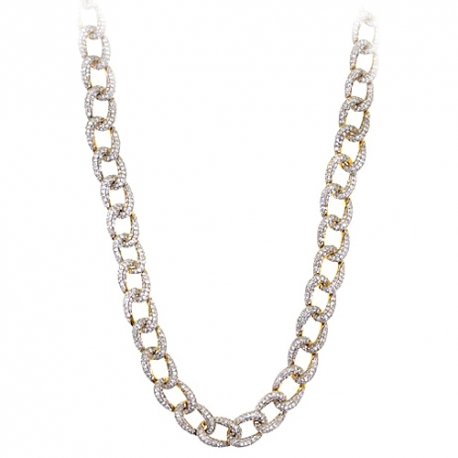 Womens Diamond Curb Cuban Link Chain 14K Yellow Gold 5.41ct 18"