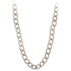 14K Yellow Gold 5.41 ct Diamond Curb Link Womens Chain 18 Inches