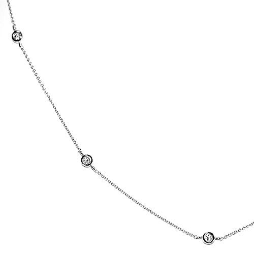 14k white gold diamond station necklace