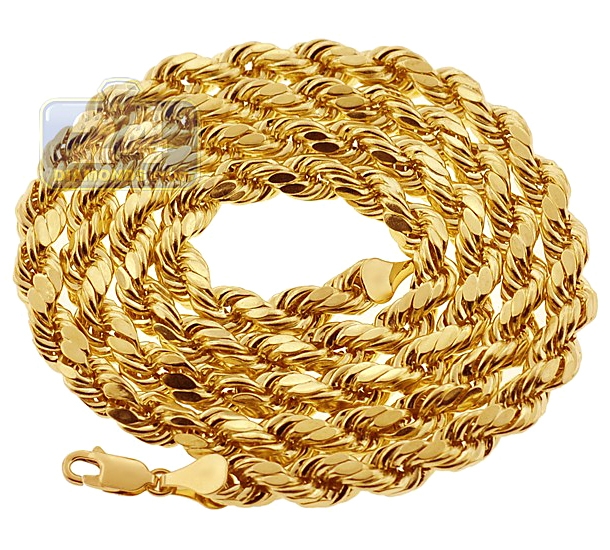 Real 10K Yellow Gold Hollow Rope Mens 