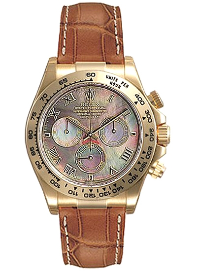 116518-BMRL Rolex Daytona Yellow Gold Dial Leather Watch