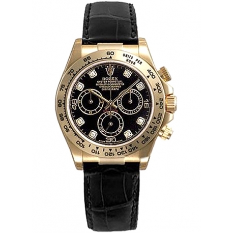 116518-DD Rolex Yellow Black Dial Watch