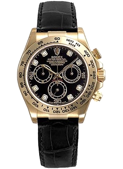 116518-DD Rolex Yellow Black Dial Watch