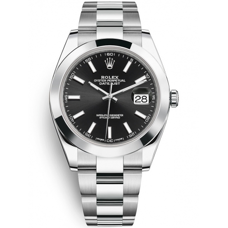 126300 Rolex Datejust 41 Steel Black Dial Smooth Oyster Watch