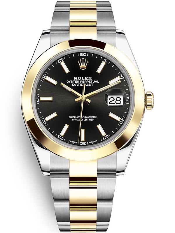 rolex steel and yellow gold black dial