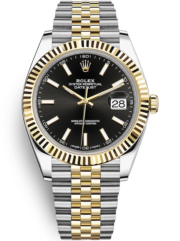 126333 Rolex Datejust 41 Steel Yellow Black Fluted Jubilee Watch