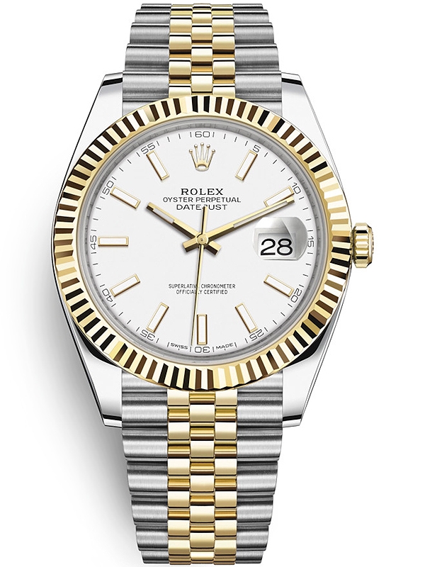 126333 Rolex Datejust 41 Steel Yellow Silver Fluted Jubilee Watch