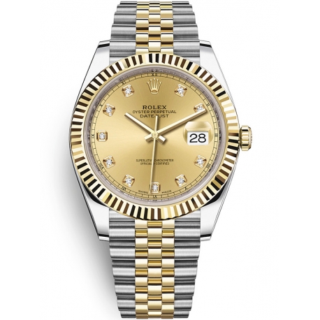 Rolex Datejust 41 Steel Yellow Diamond Champagne Jubilee Watch