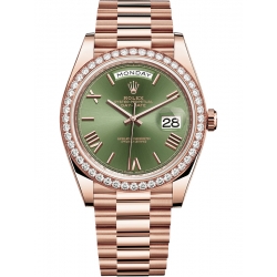 rose gold presidential rolex green face