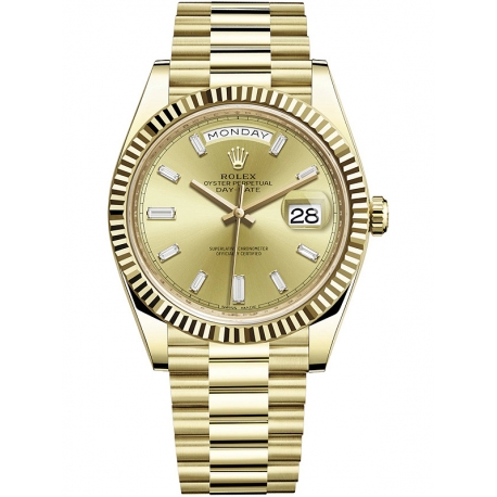 228238 Rolex Day-Date 40 Yellow Gold Diamond Champagne Watch