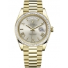 228398TBR-0006 Rolex Day-Date 40 Yellow Gold Trapezoid Diamond Bezel Silver Dial President Watch