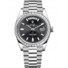 228396TBR-0012 Rolex Day-Date 40 Platinum Diamond Bezel Black Dial President Watch