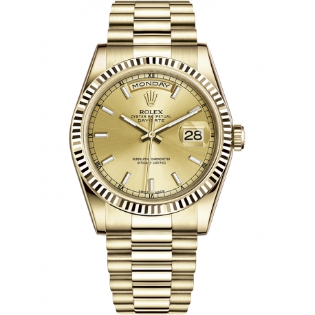 118238-0103 Rolex Day-Date Yellow Gold Champagne President Watch