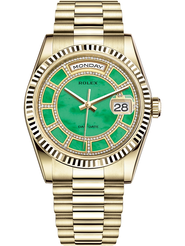 Rolex Day-Date 36 Green Dial Solid Gold Watch 118238-0419