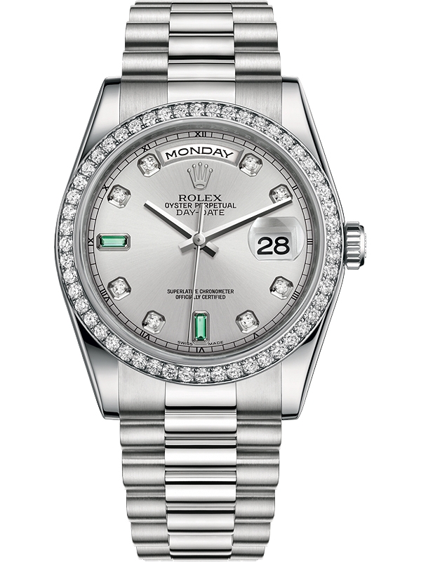 Platinum Diamond Bezel Rhodium Dial Watch