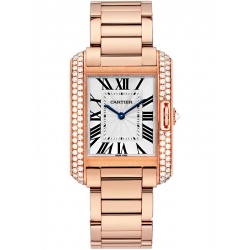WT100027 Cartier Tank Anglaise Medium Pink Gold Diamond Watch