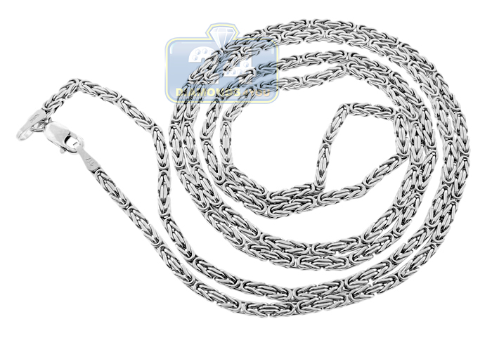 10K White Gold Mens Byzantine Chain 26 Inches  