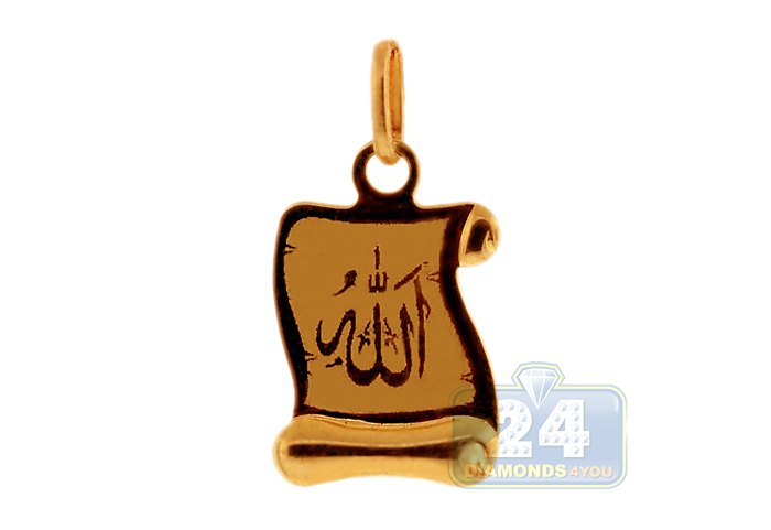 10K Yellow Gold Unisex Islamic Muslim Prayer Pendant  