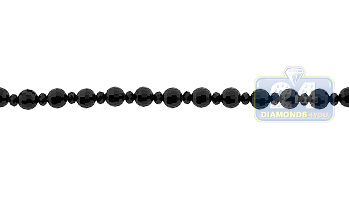 Black Stainless Steel Bead Stone Rosary Necklace 20 Inc  